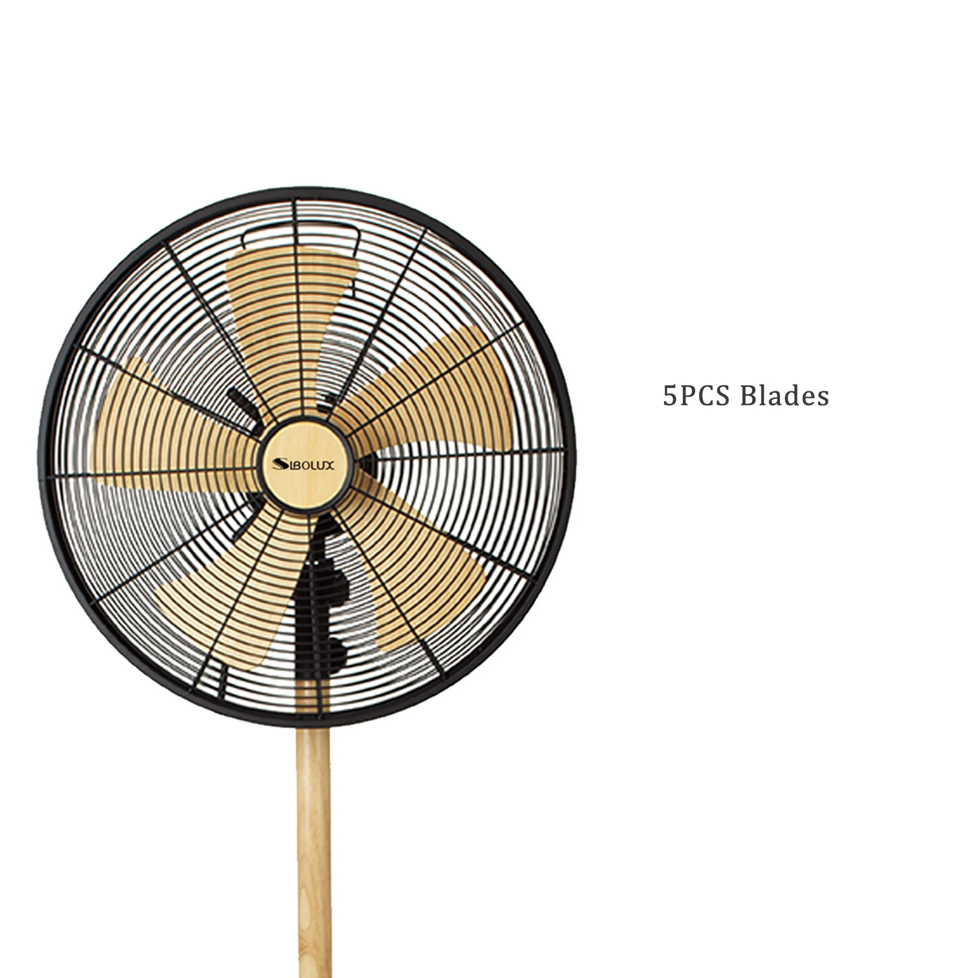 Elegant Design 16 Inch New Item Metal Electric Fan Wooden Color 5pcs Blades Pole Tower&Pedestal Fans With Oscillation Summer Fan