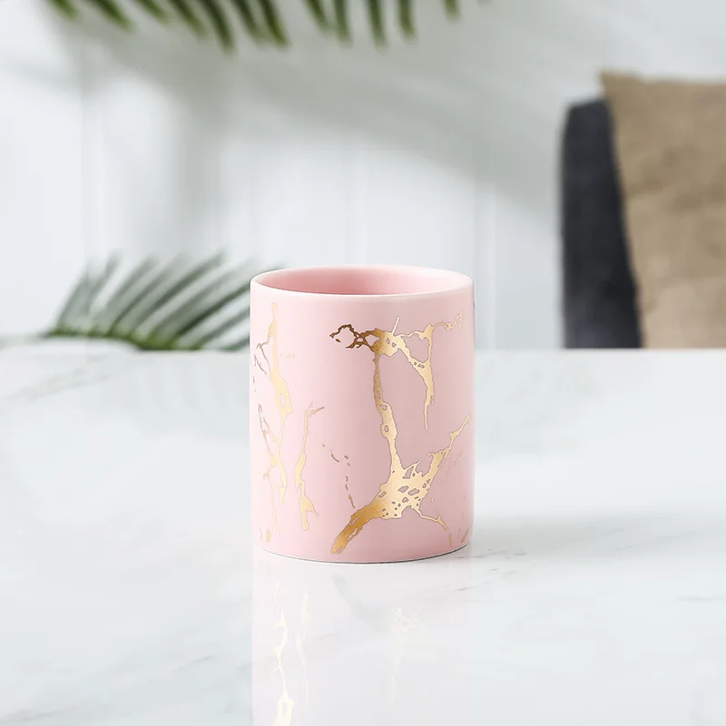 
Ceramic Candle Jar with Marble Prints 