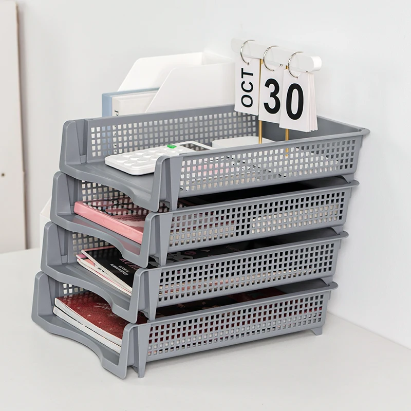 Factory Price A4 Paper Organizer Stackable Office File Folder Plastic Document Tray for Desk Desktop