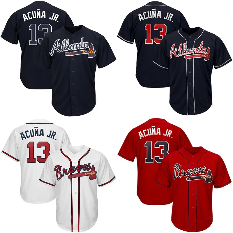 Бейсбольная Футболка 13 Рональд Акуна младшего 44 Хэнк Аарон, лучшее качество
