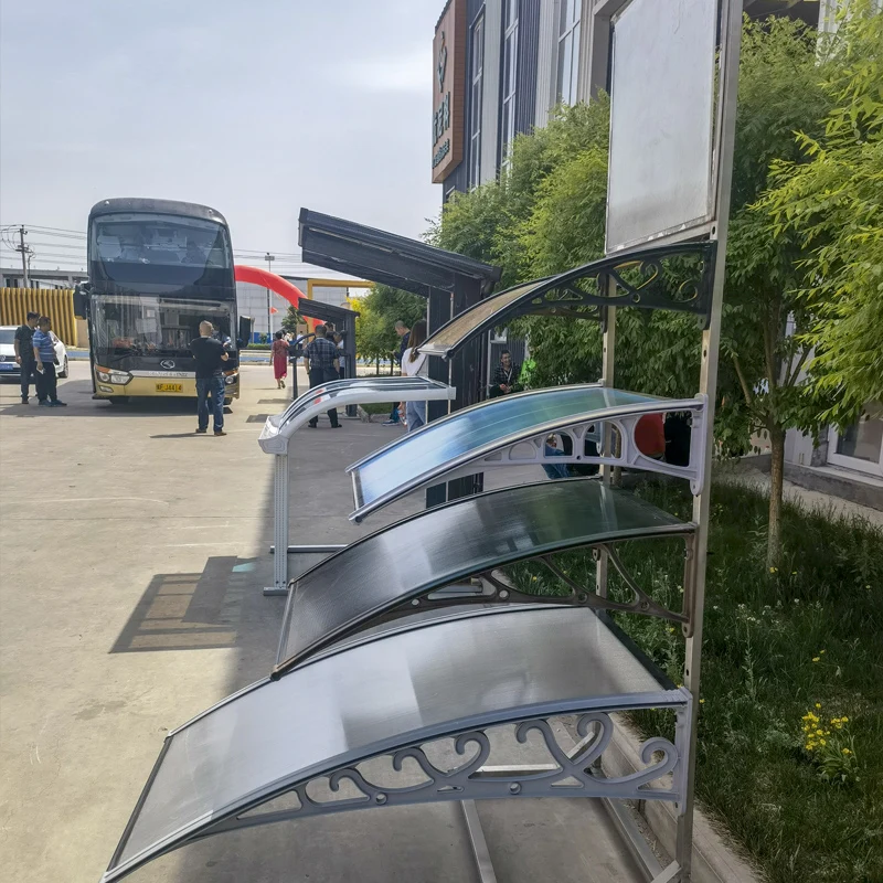 
Transparent Shop Canopy Front And Back Door Polycarbonate Awning With Aluminum Bracket 