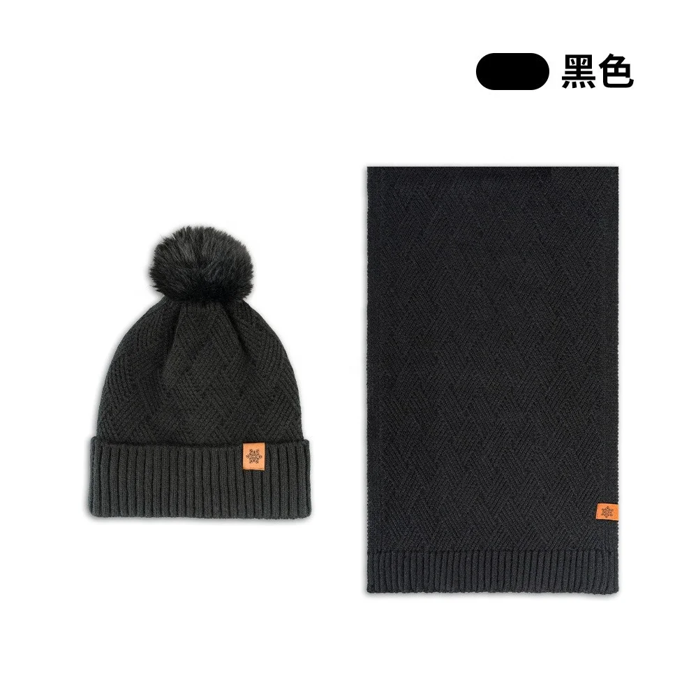 Winter high quality fashion knitted Alpaca wool solid colors warm cold hat scarf set hooded wool lady woman hat and scarf set