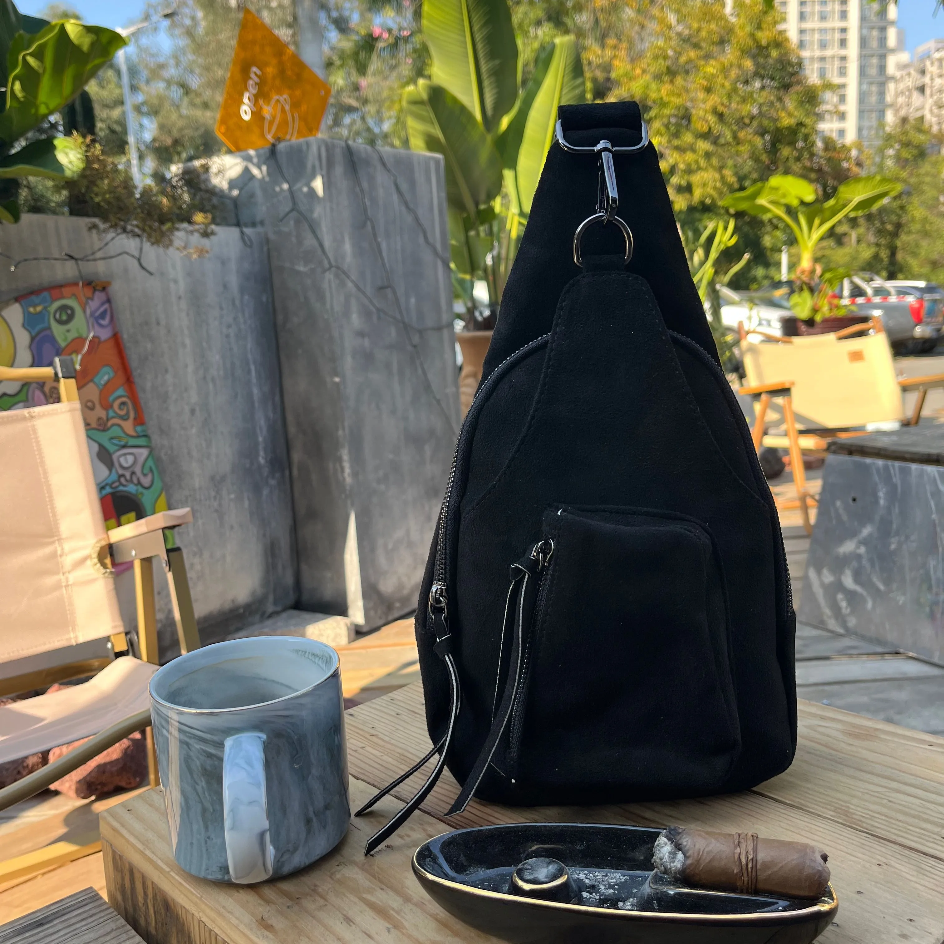 Wholesale New Solid Suede Waist Bag Lightweight Sling Crossbody Bag Multifunctional Casual Chest Bag DOM Y-2085