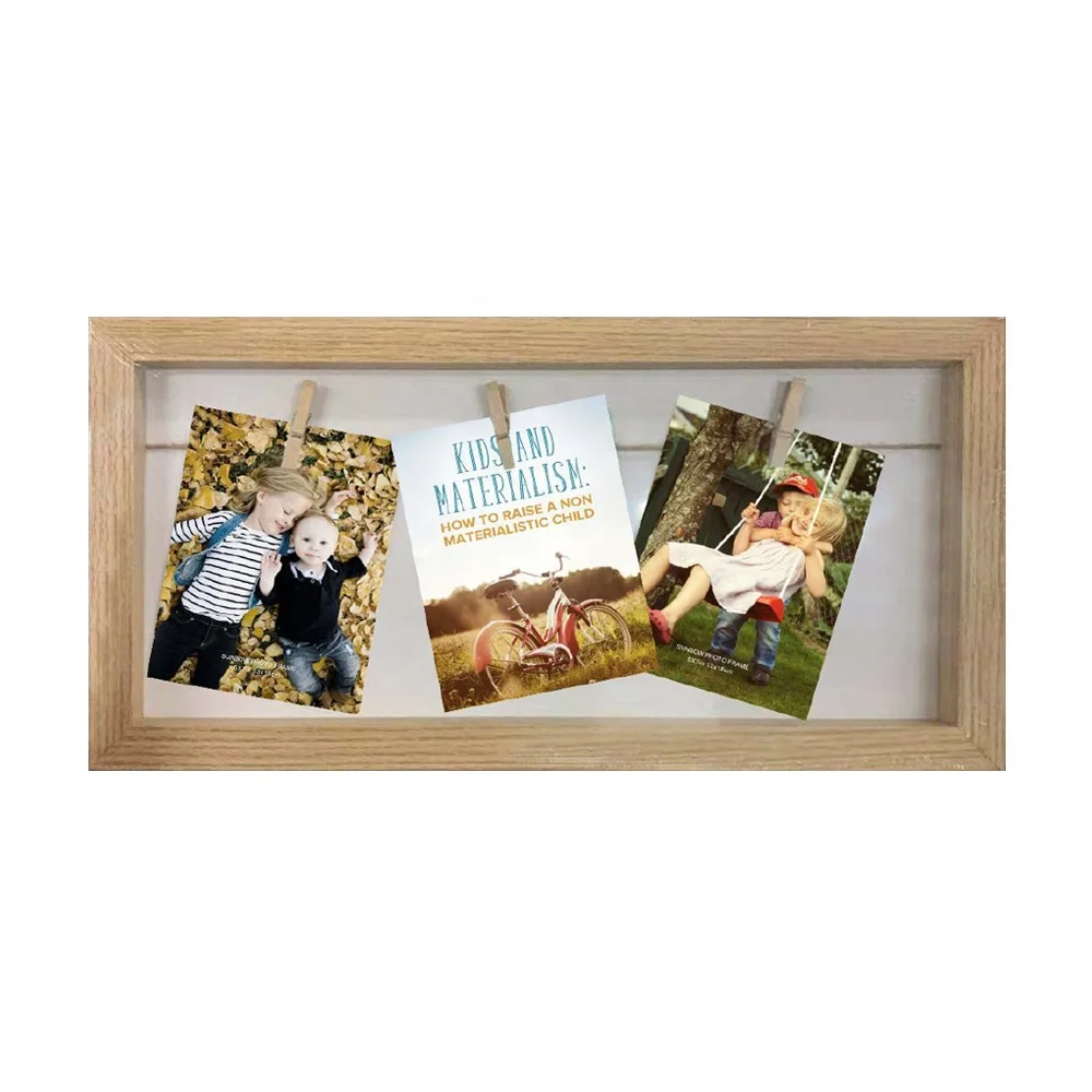
Sunbow 10*20' MDF Picture Photo Frame with Clips and Linen Children Pursue Interests Subject for Indoor Wall Decoration 