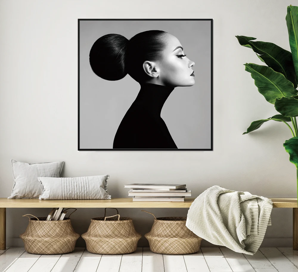 wall art black and white portrait painting For Living Room Wall Modern Decor Woman Hotel Artwork Canvas Oil Painting