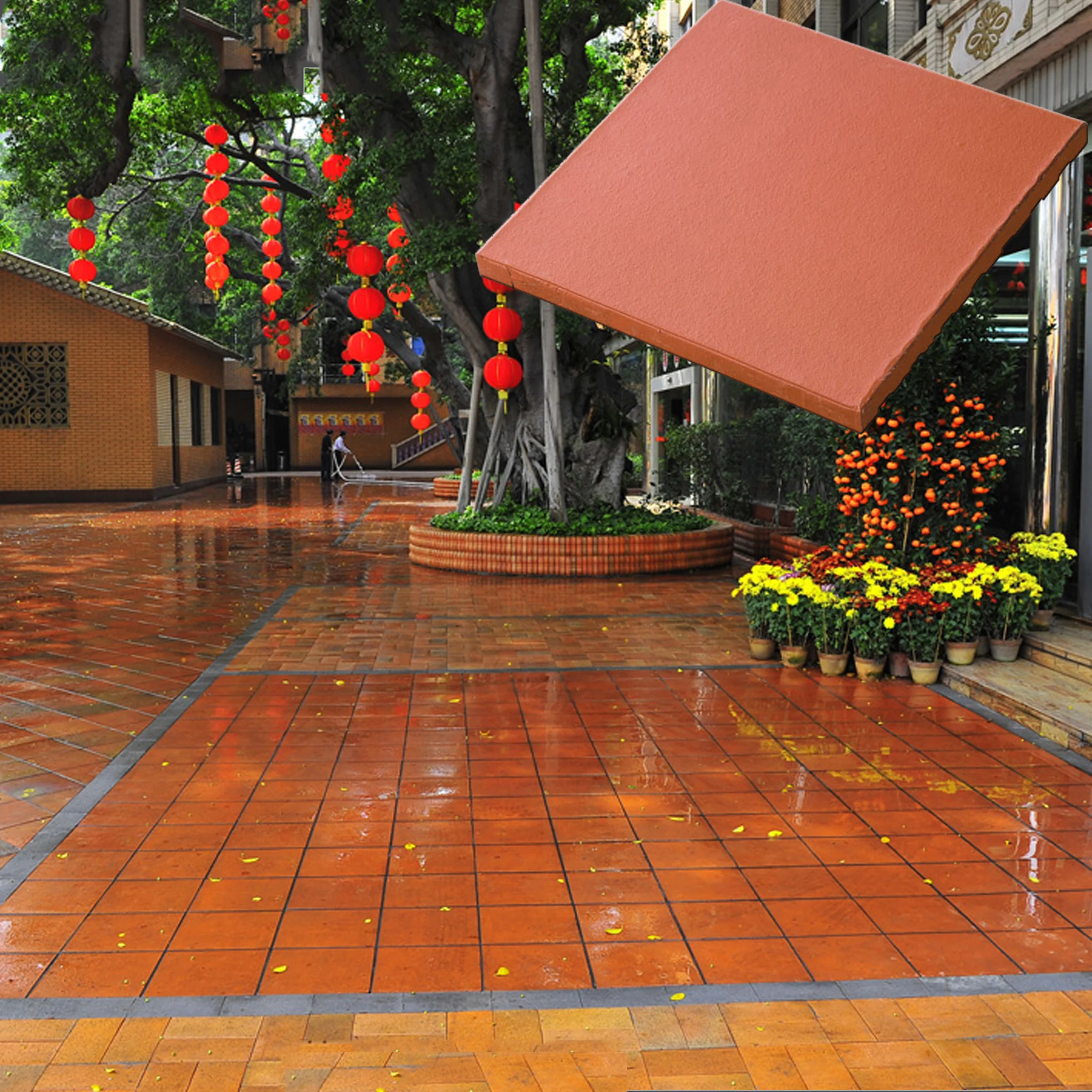 discontinued 200x200 8x8 ceramic brick slip courtyard backyard terracotta floor tiles outdoor
