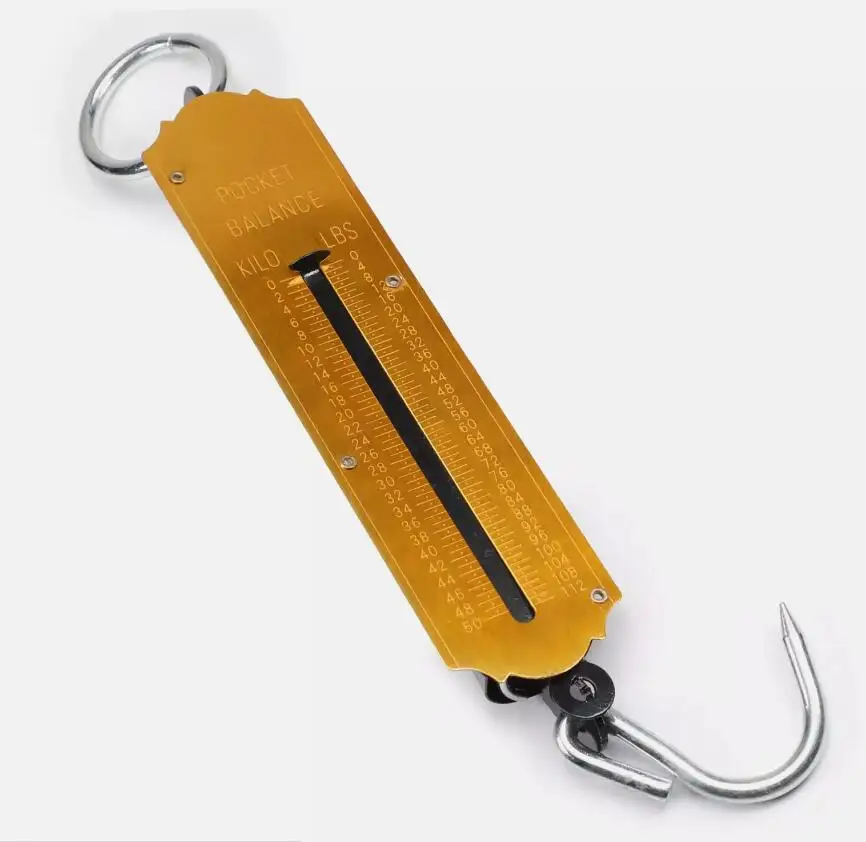 Spring Balance Hanging Hook Handheld Metal Weighing Force Scale Kilo & LBS 50KG