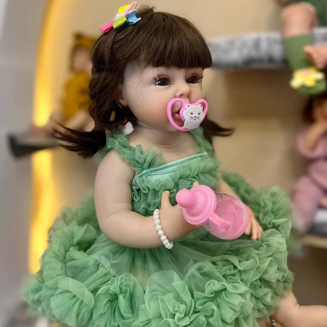 55CM full body soft silicone lifelike real touch reborn baby girl lovely realistic vinyl rebirth toddler princess doll