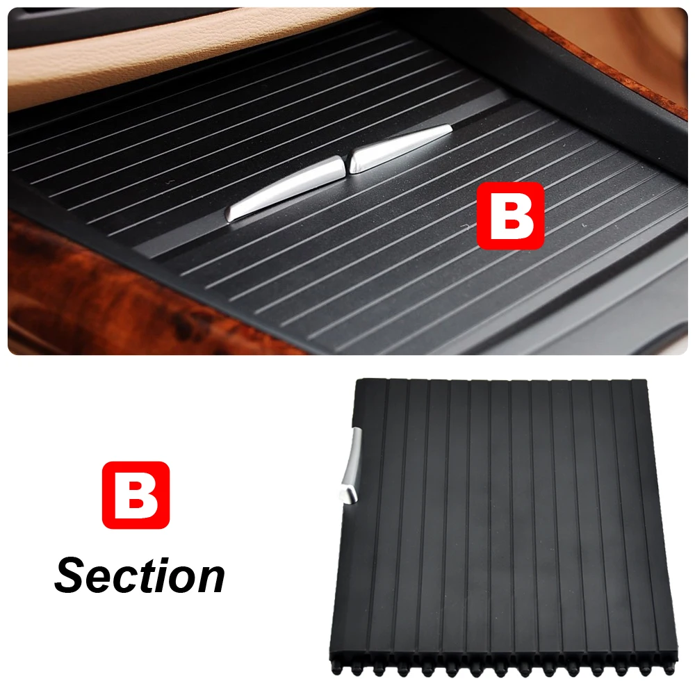 Car Center Console Cup Holder Cover Slide Roller Blinds Storage Box Zipper Sliding Cover For BMW X5 E70 X6 E71 E72 2007-2014