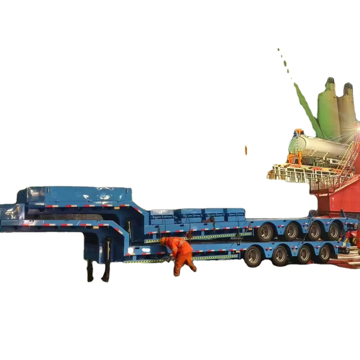 Heavy load 5 axle steering low bed trailer/loebed truck trailers 100ton detachable gooseneck dropdeck semi-trailer