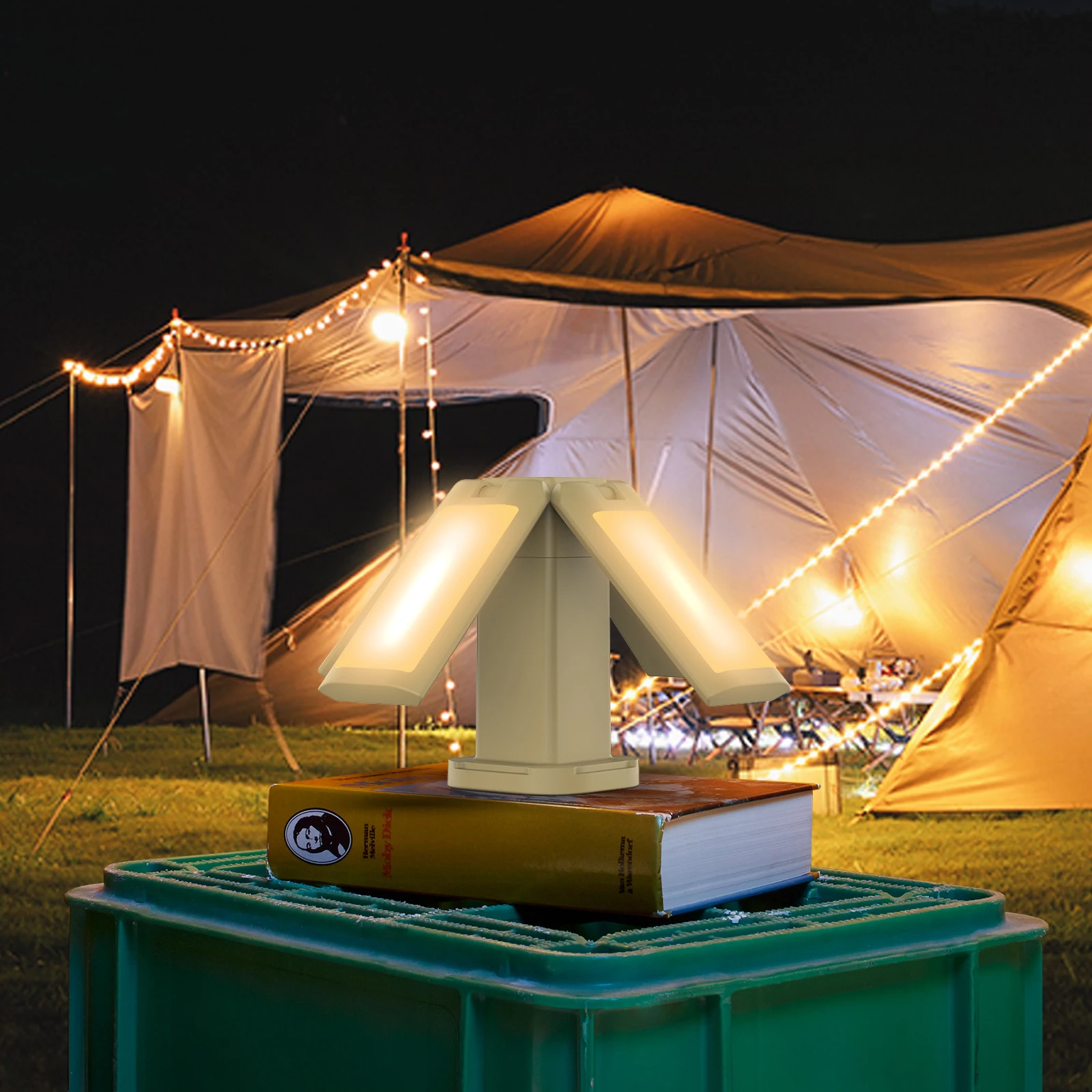 Portable 14000Mah four-leaf lighting Camping lamp With telescopic tripod 6000 lumen led light For Indoor&Outdoor activities