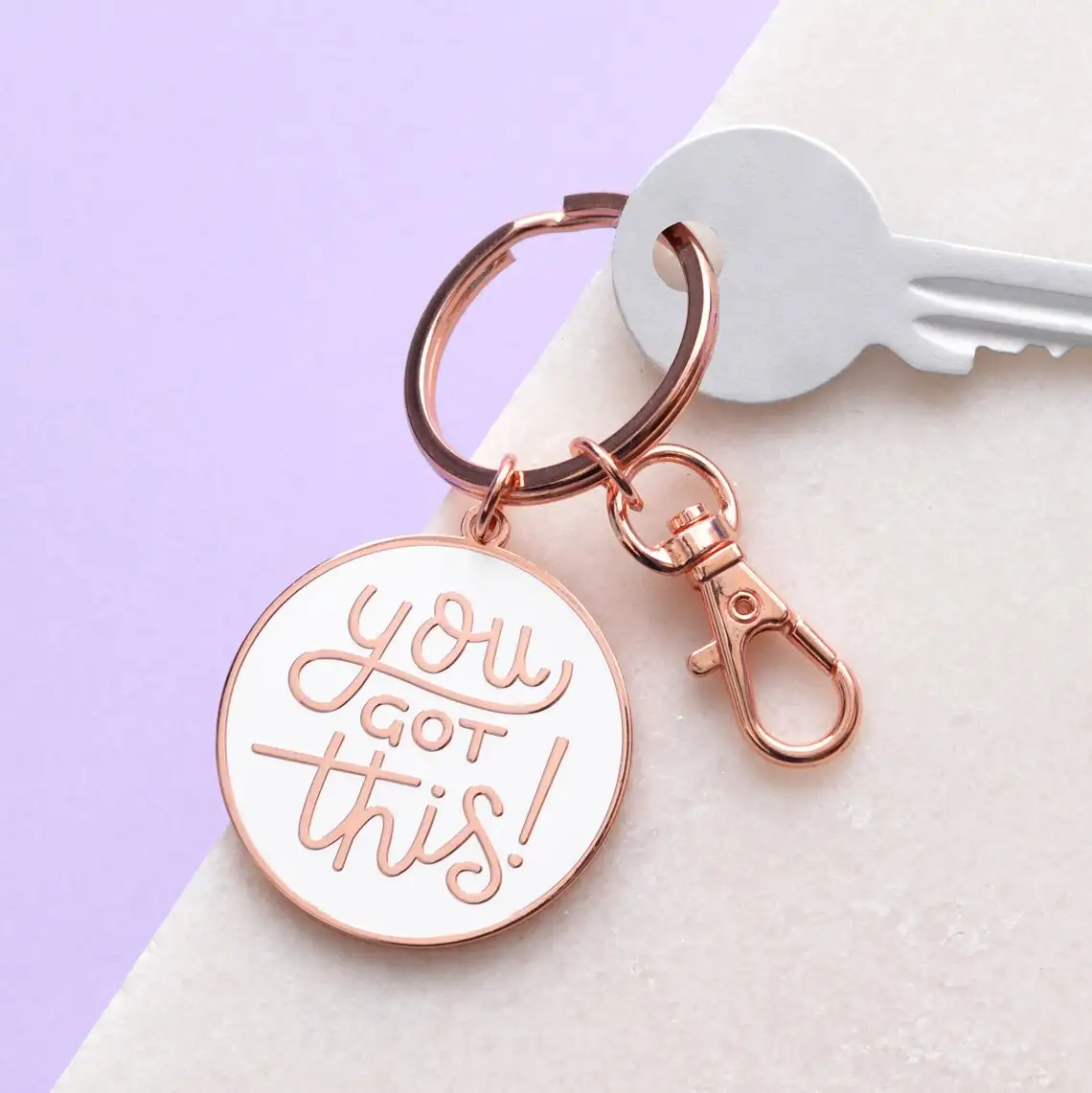 Metal Keychain Car Key Ring Custom Design Round Shape Hrad Enamel Key Chain Fashion You Got This Enamel Keychains Motivational