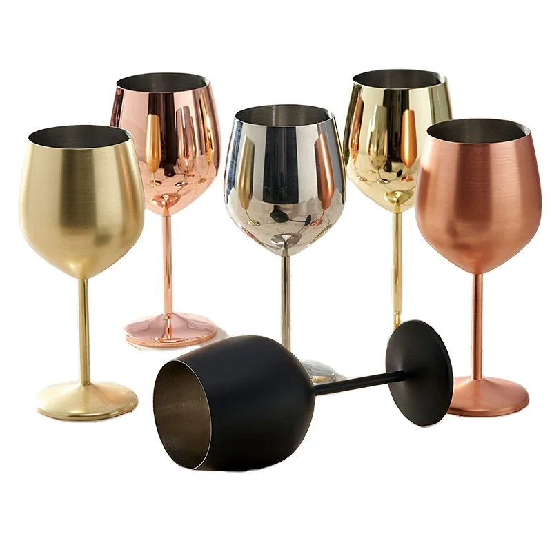 Matte Gold Stainless Steel Wine Glasses 18oz Large Capacity Wine Goblets Unbreakable Gold Red Wine Glasses  for Party,Gift
