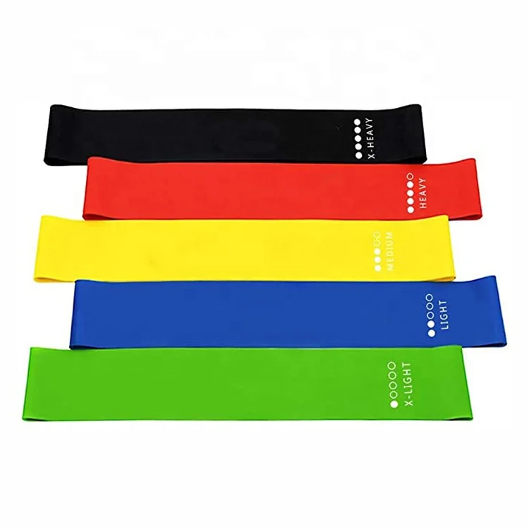LangChi High Quality Exercise Mini Latex Yoga Custom Printed Logo Resistance Band Set/ Loop Fitness Resistance Bands