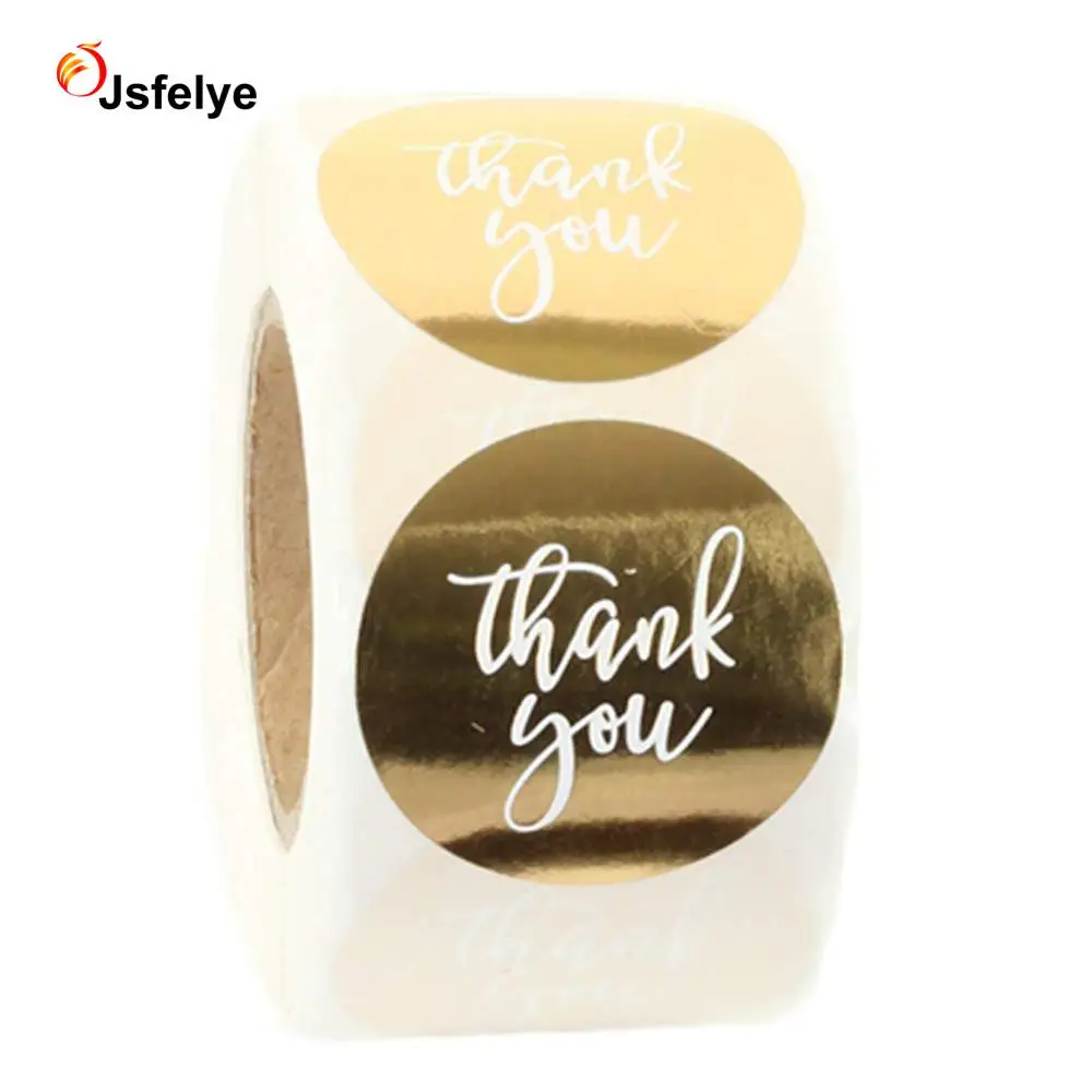 1.5 inch Gold Foil Thank You Labels Roll Stickers Round Circle Party Favor Labels for Wedding Favors Quinceanera Kids Birthday B