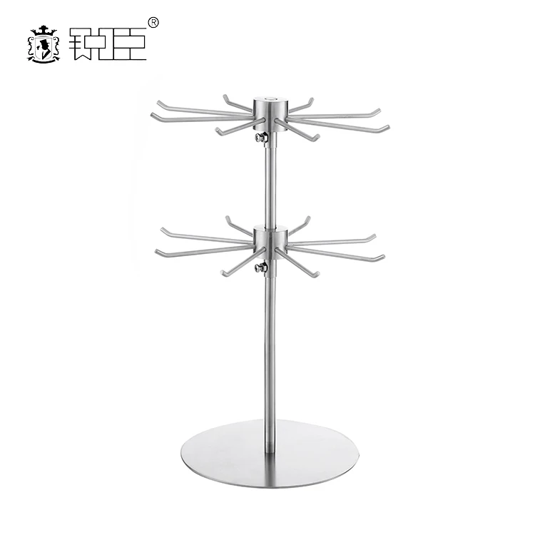 Metal 2 Tier Rotating Jewelry Display Stand Rotatable Counter Top Jewelry Stands For Bracelet Necklace Hairband Holder Stand