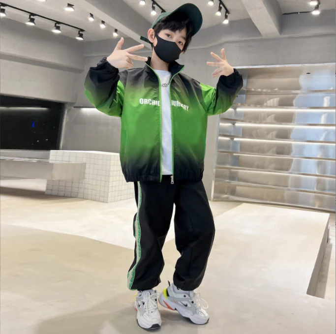 ALBB158 korean style casual children boys clothes clothing sets kids sports wears set