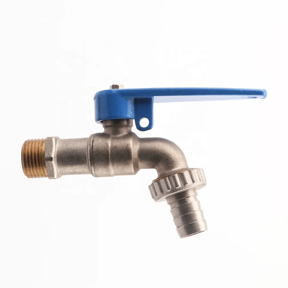 OUKE 1/2'*1/2' Brass Bibcock Nickel Plated Outdoor Faucet Quick Open Brass Water Tap for Wash Machine bibcock