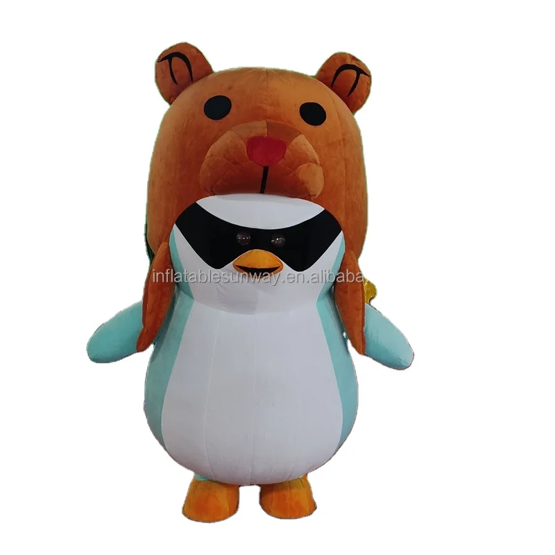 High Quality Inflatable cartoon Mascot giant inflatable fur blue penguin fur costume mascot costumebear hat