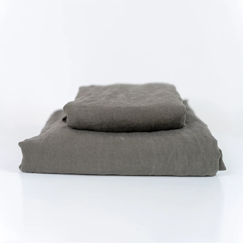 OEKO-TEX suppliers dark grey handmade 3 piece natural 100% washed french flax pure linen duvet cover