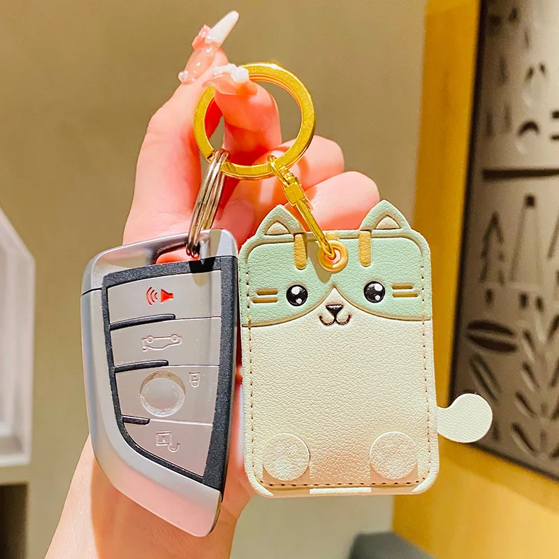 Creative Animal Card Holder Pu Keyring Work Card Package Key Holders Poodle Keychain ID Protection Cover Elevator Card keychain