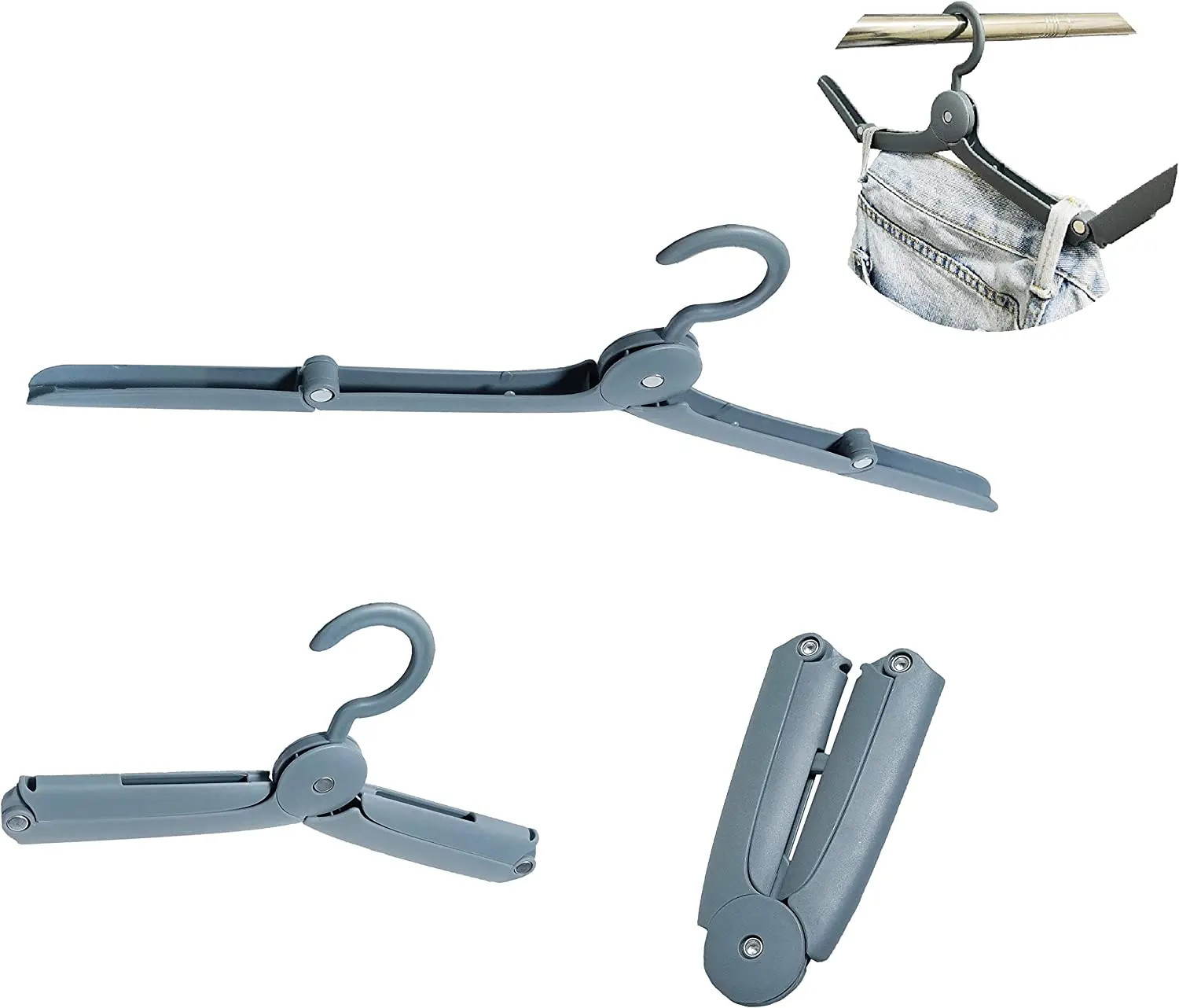 Foldable Collapsible Plastic Hangers Portable Non Slip Clothes Hangers for Laundry Car Camping Grey Hangers Quick