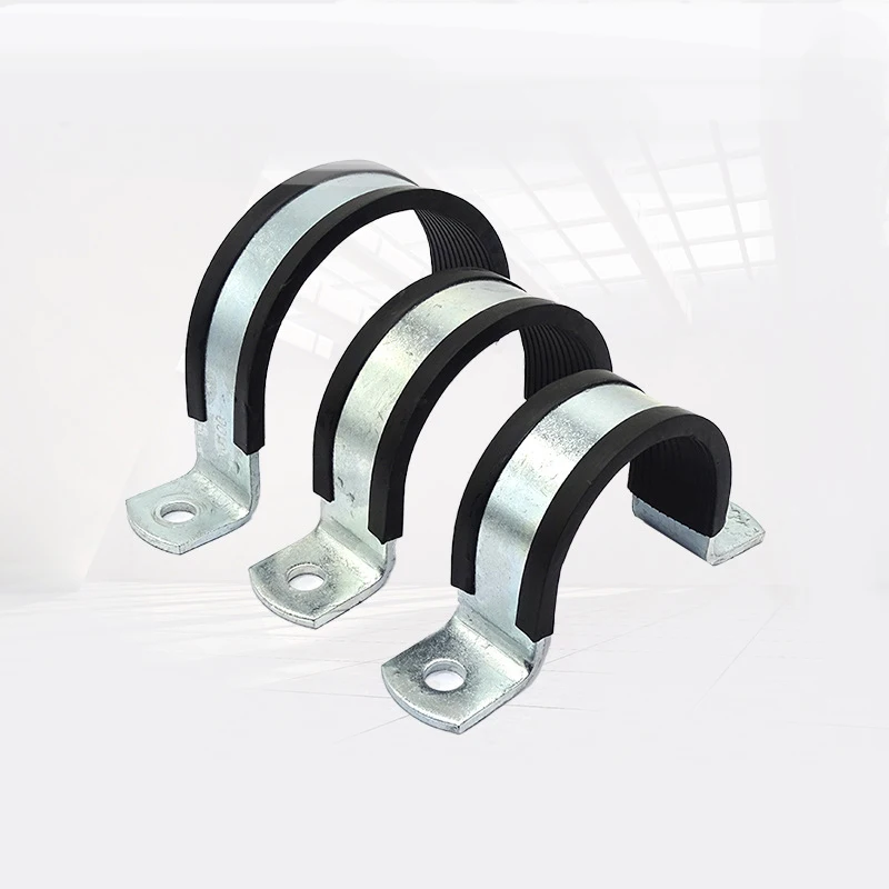 Adjustable rubber p clamp cable hanging clamp with rubber band clips lined split clamps pipe clips