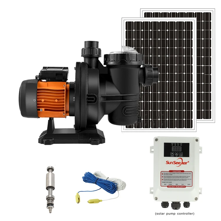SUNSEEKER 48v DC 550W Solar Swimming Pool Pump Plastic Impeller Motor Solar panel suggestion 400W/36V*2PCS