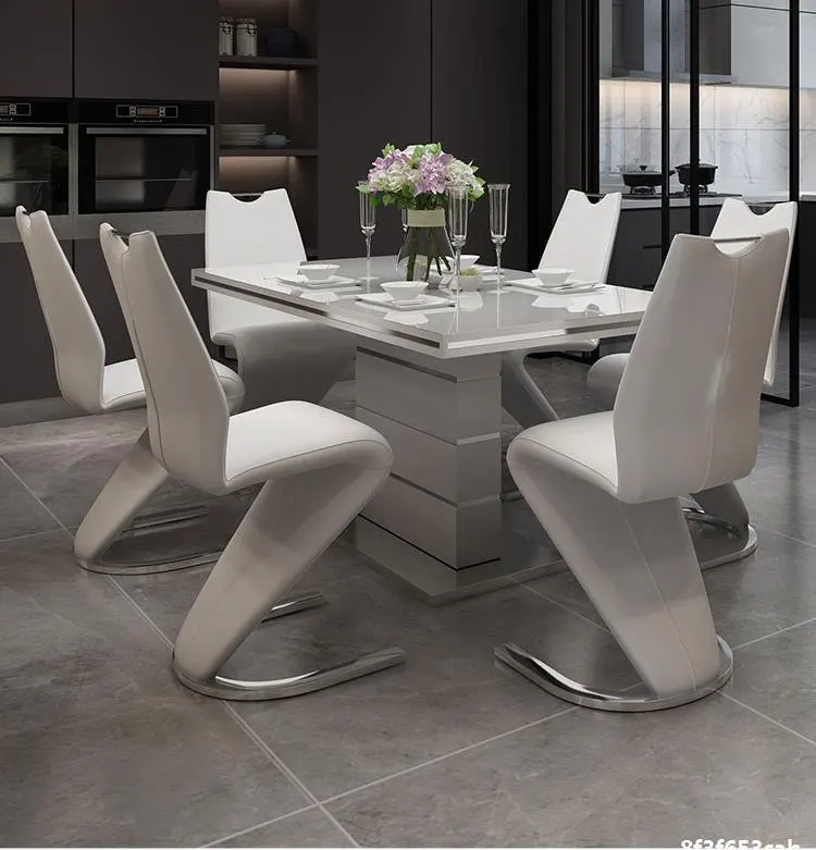 Modern tempered glass extending square dining table set Dining table and chair