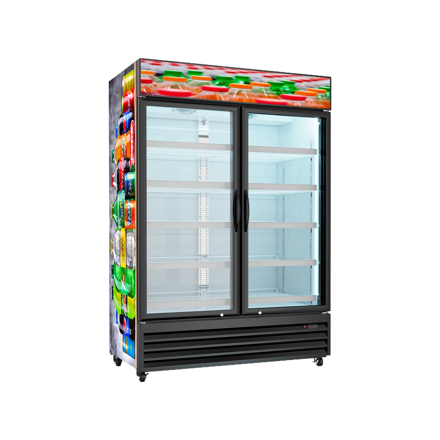APEX VD-1000 Commercial Hinged Double Glass Door Merchandiser Refrigerator 35.3 cu.ft