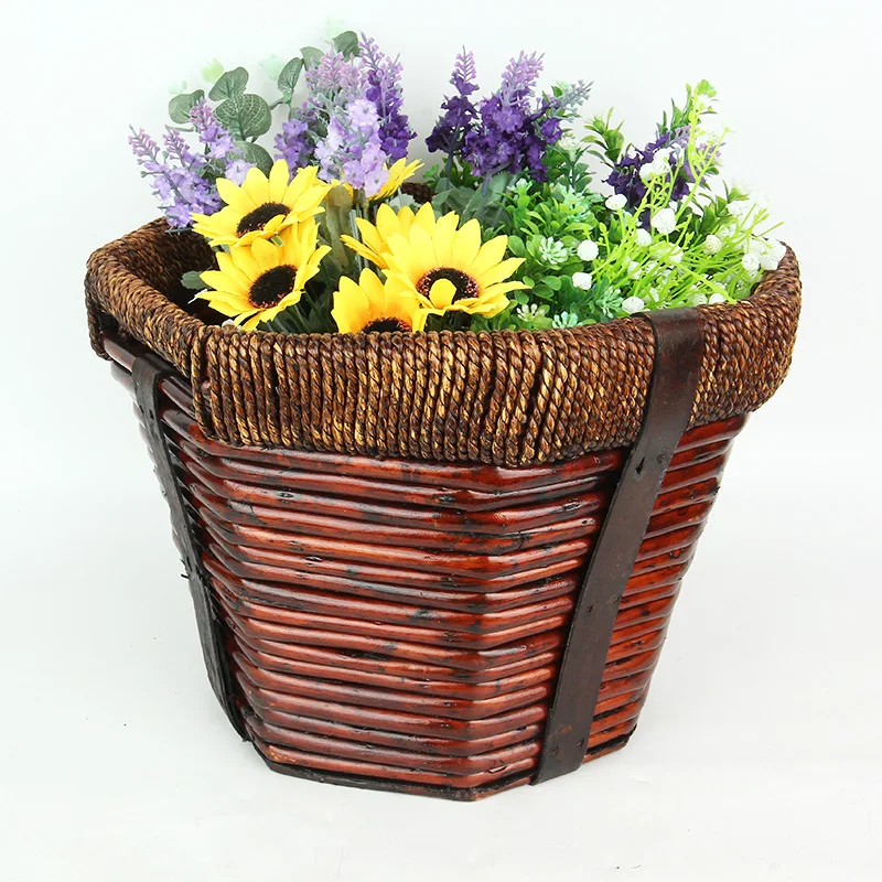 Europe Style Handmade Outdoor Home Decoration Natural Wicker Planter Pot