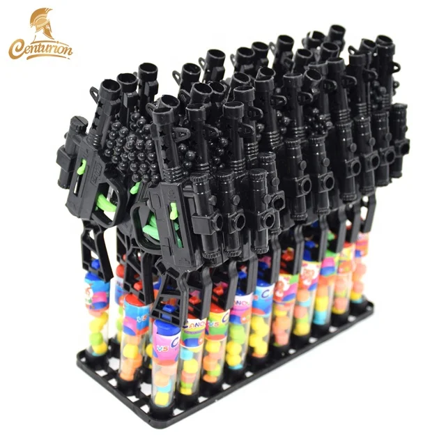shantou wholesale mini gun shaped whistle toy candy for kids