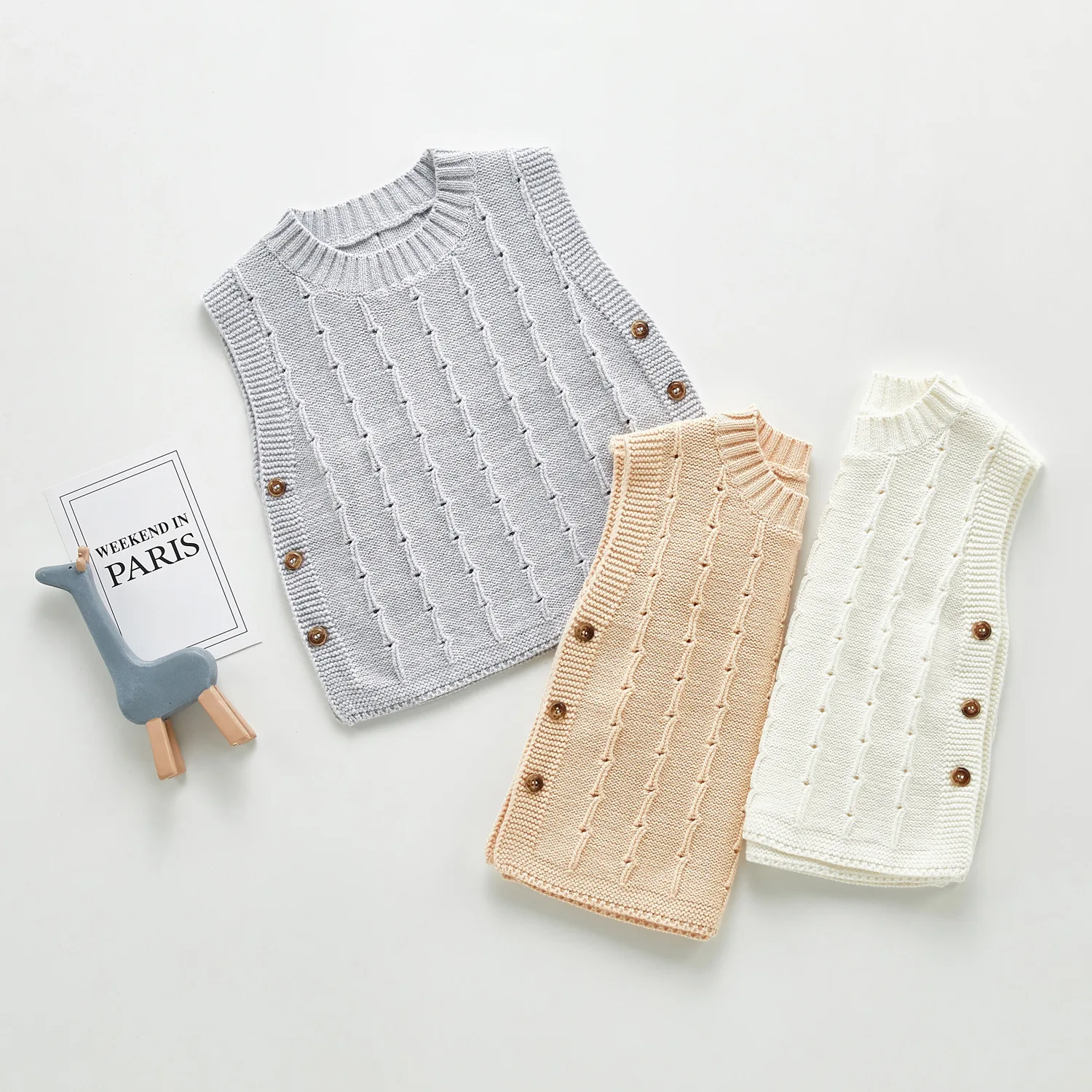 
Wholesale New Design Autumn Baby Sleeveless Knit Vest Baby Tank Tops 