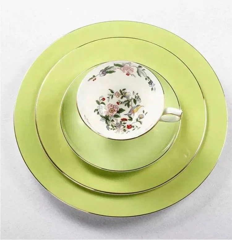 European bone china dish plate flower and bird pattern plate 8 /10 inch snack plate porcelain breakfast disc