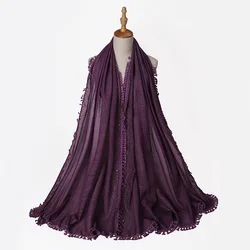 Женский хиджаб Baotou с кисточками, монохромный мусульманский шарф из Малайзии, Индонезии, 2022