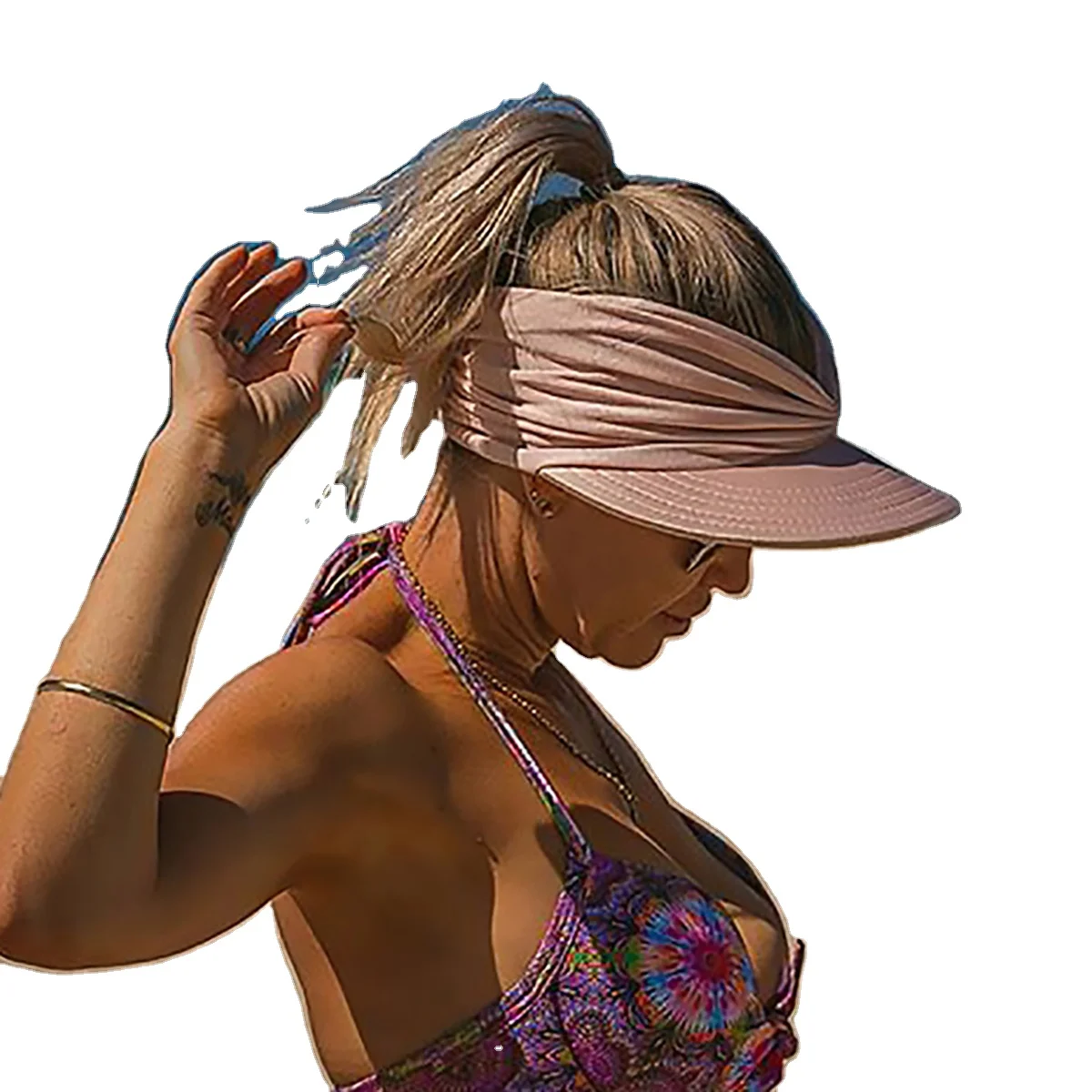 2023 Fashion Ponytail Summer Beach Sun Visors Hats Women Outdoor UV Protection Adult girl Elastic Hollow hats