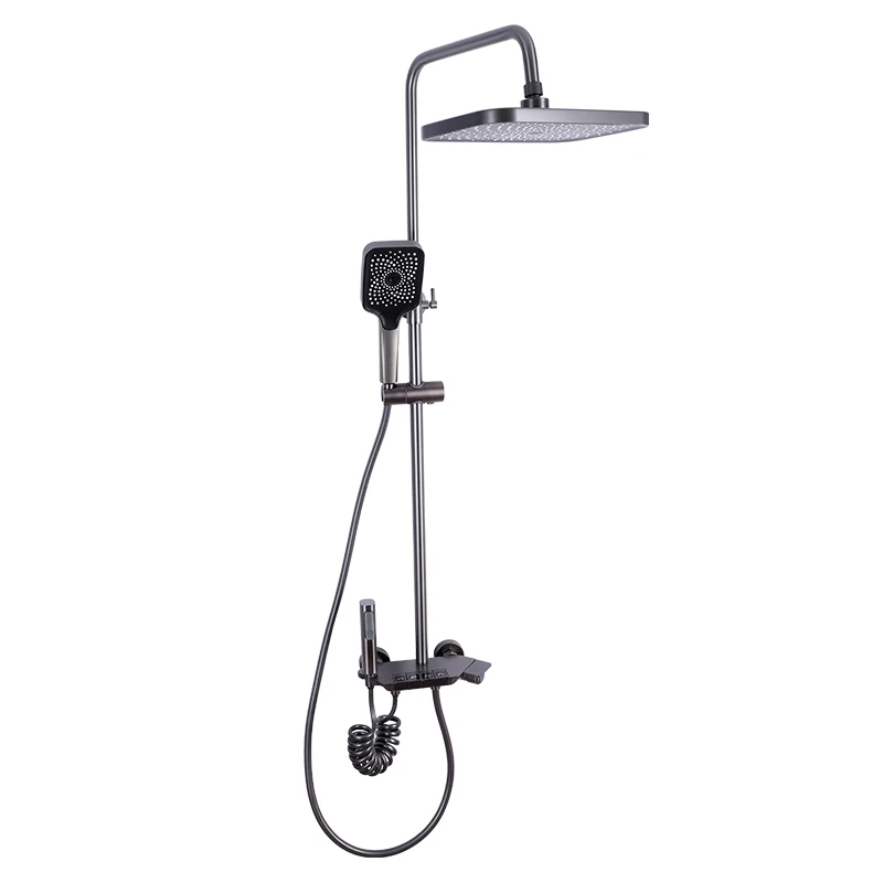 Wall-mounted bathroom square shower head set concealed high-temperature resistant shower arm pressure shower head set