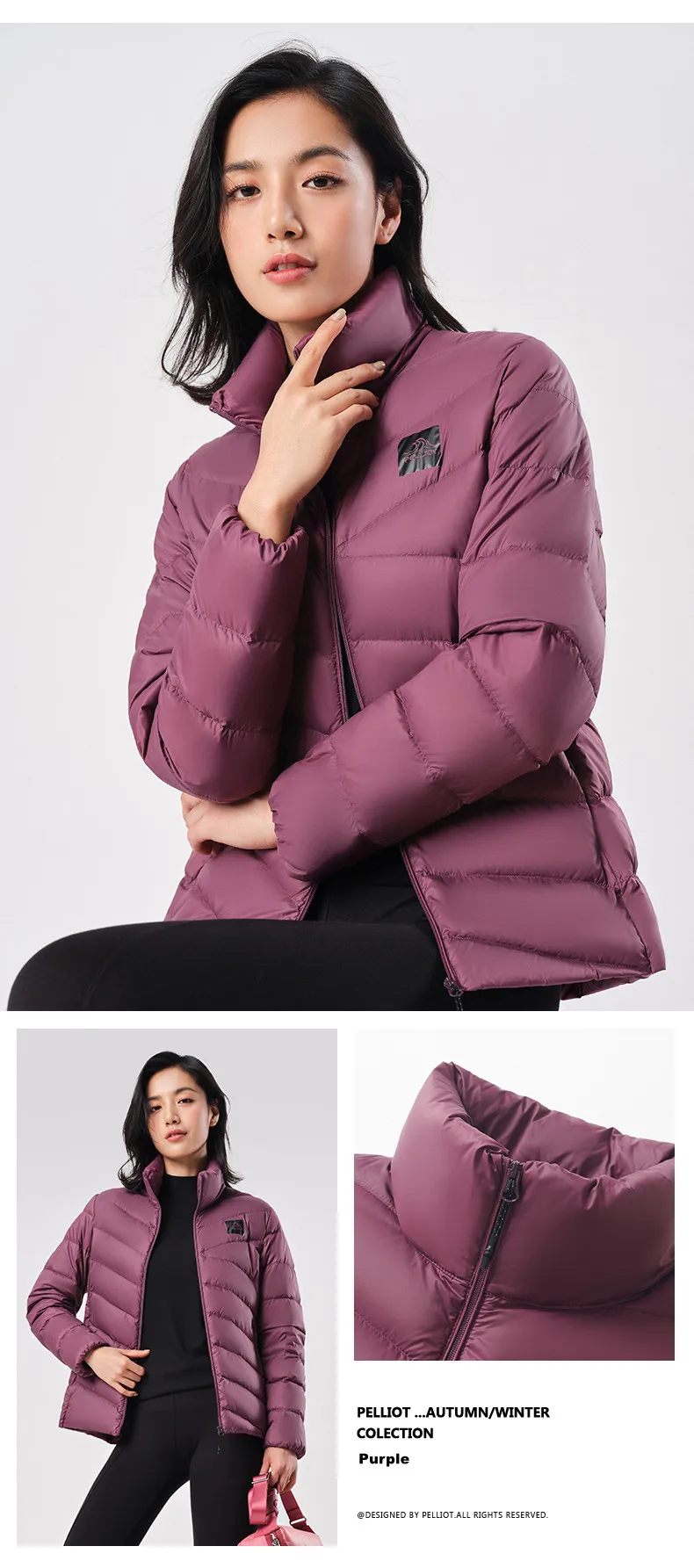 PELLIOT winter thin ultra light warm plus size stand collar 700 fill power stand collar 90 white duck down jacket