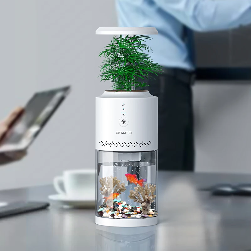 
Easy carry bucket shape acrylic led bulb fish tank Own design aquarium lamp table fish tank coffee table desktop lamp 