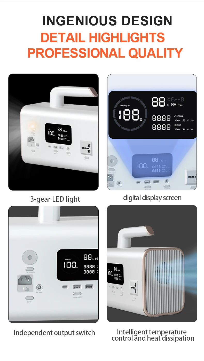 600w Home Appliances Portable Power Station fast charge Inverter lil hybrid Solar Power Generator solar panels generator