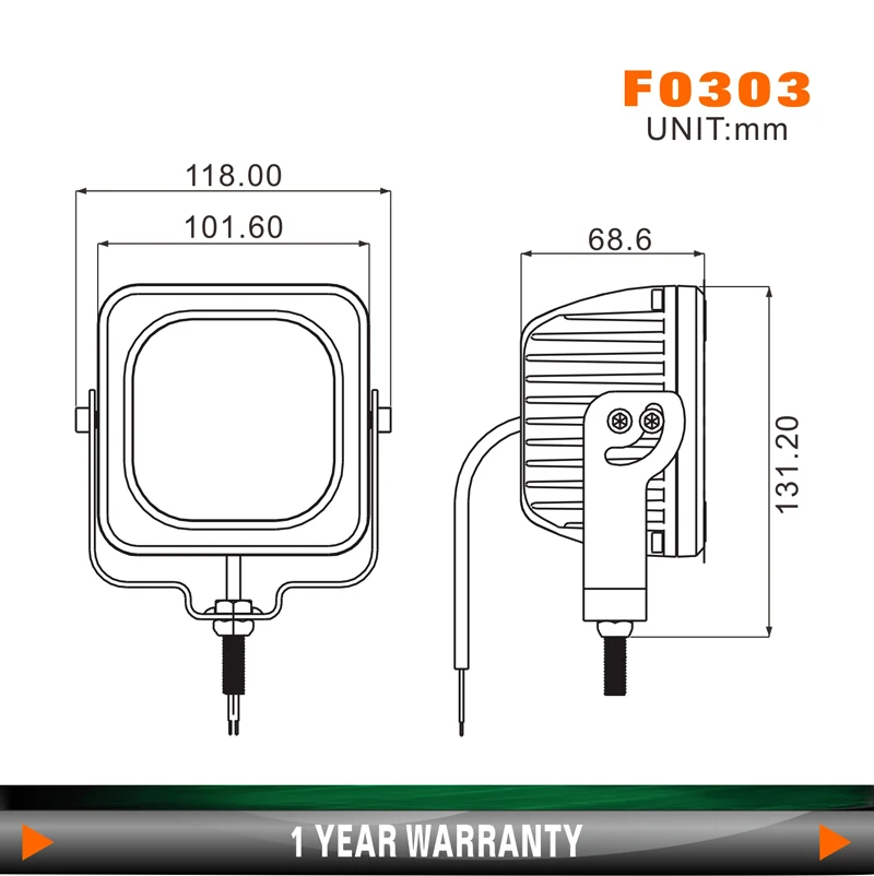 Tuff Plus 5 inch Square Cube 40W Construction light Heavy Duty LED work light auto lighting system