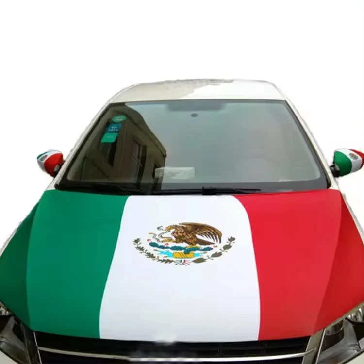 2024 football events custom logo printing national countries fans spandex polyester engine car hood cover flag