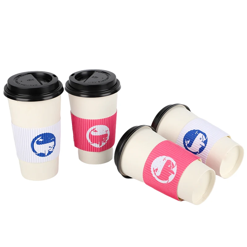 LOKYO Custom printed corrugated cup carrier holder disposable recyclable coffee cup paper sleeve