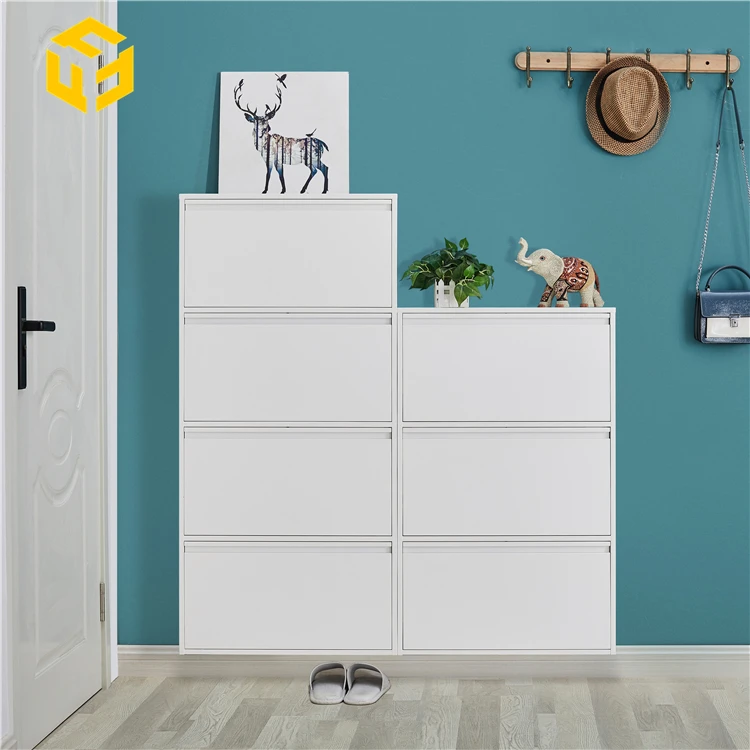 Wall Mounted Hallway Steel Shoe Box Cabinet Foldable Metal Shoe Cabinet