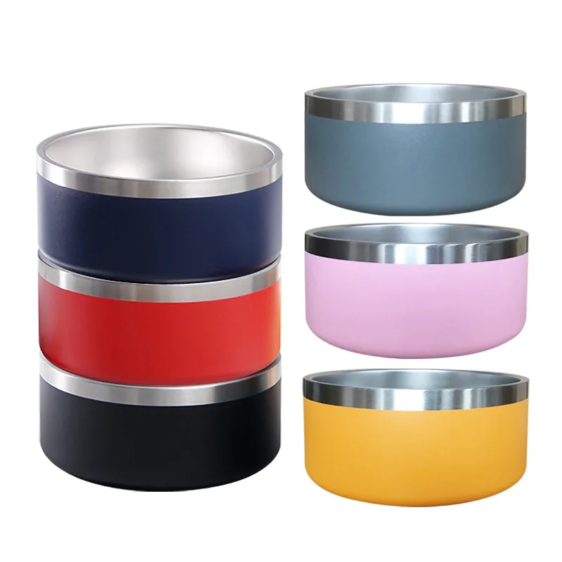 32oz 64oz Double Wall Non-Slip Stainless Steel Pet Dog Food Feeder Water Bowl for Medium Large Pets Custom Dog bowls