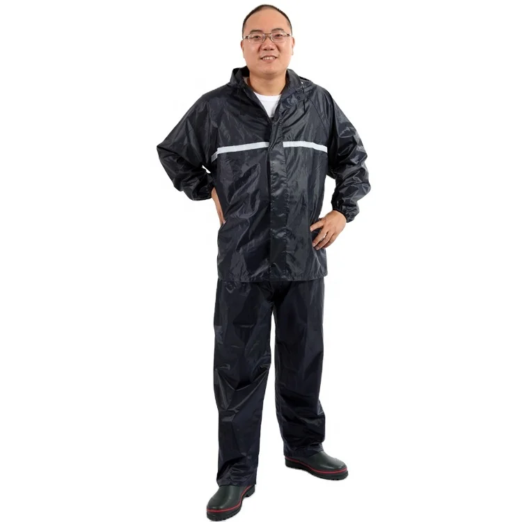 
Polyester reflective stripe black poncho raincoat 