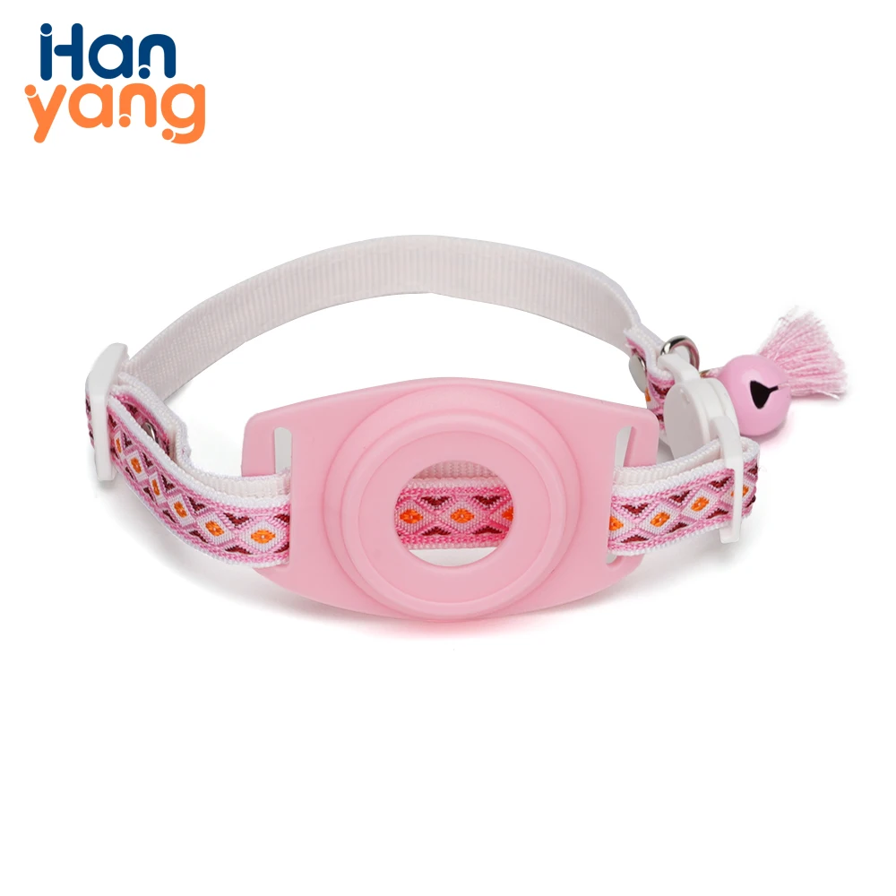 HanYang OEM Custom Airtag Tracker Protective Case Anti-missing Pet Positioning Collar Cat Reflective Bell Collar