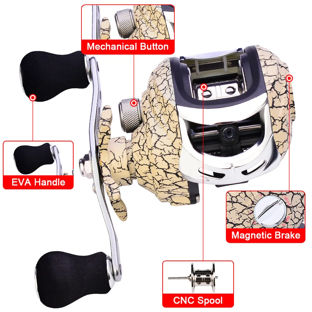 JETSHARK Fishing Reel 12+1BB 7.2:1 Fishing Reels Double line cup 10kg Max drag BaitCasting Reel