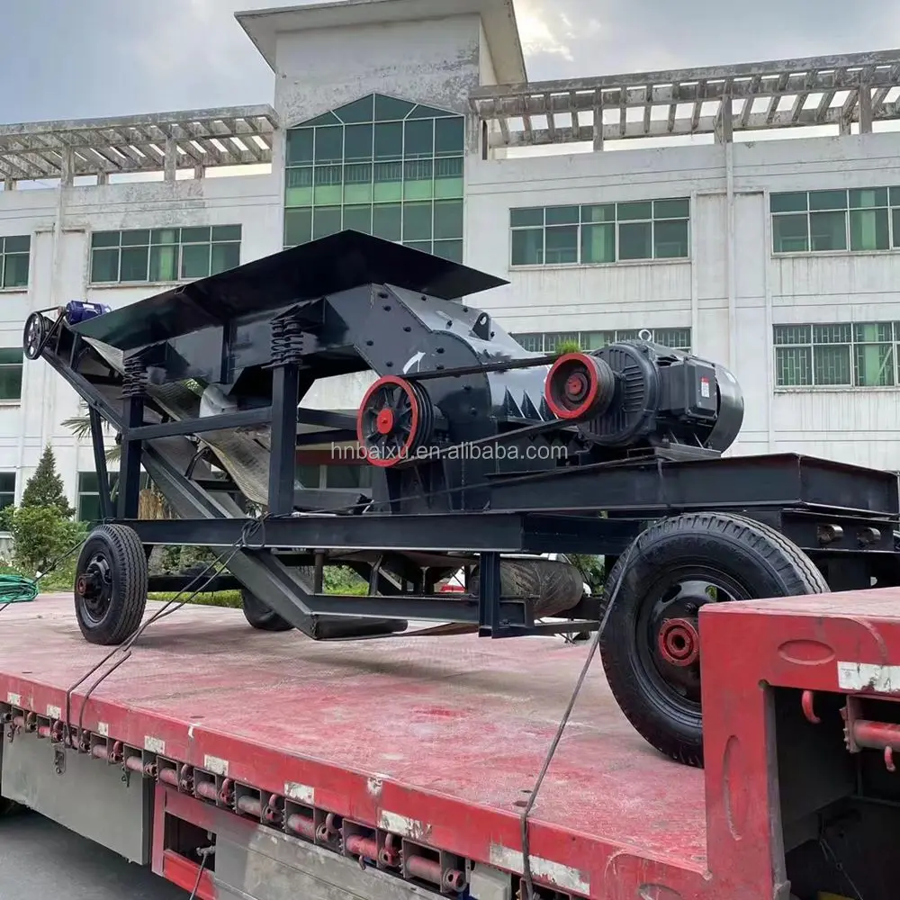 portable stone gravel sand making equipment pc600*600 hammer crusher with discharge conveyor