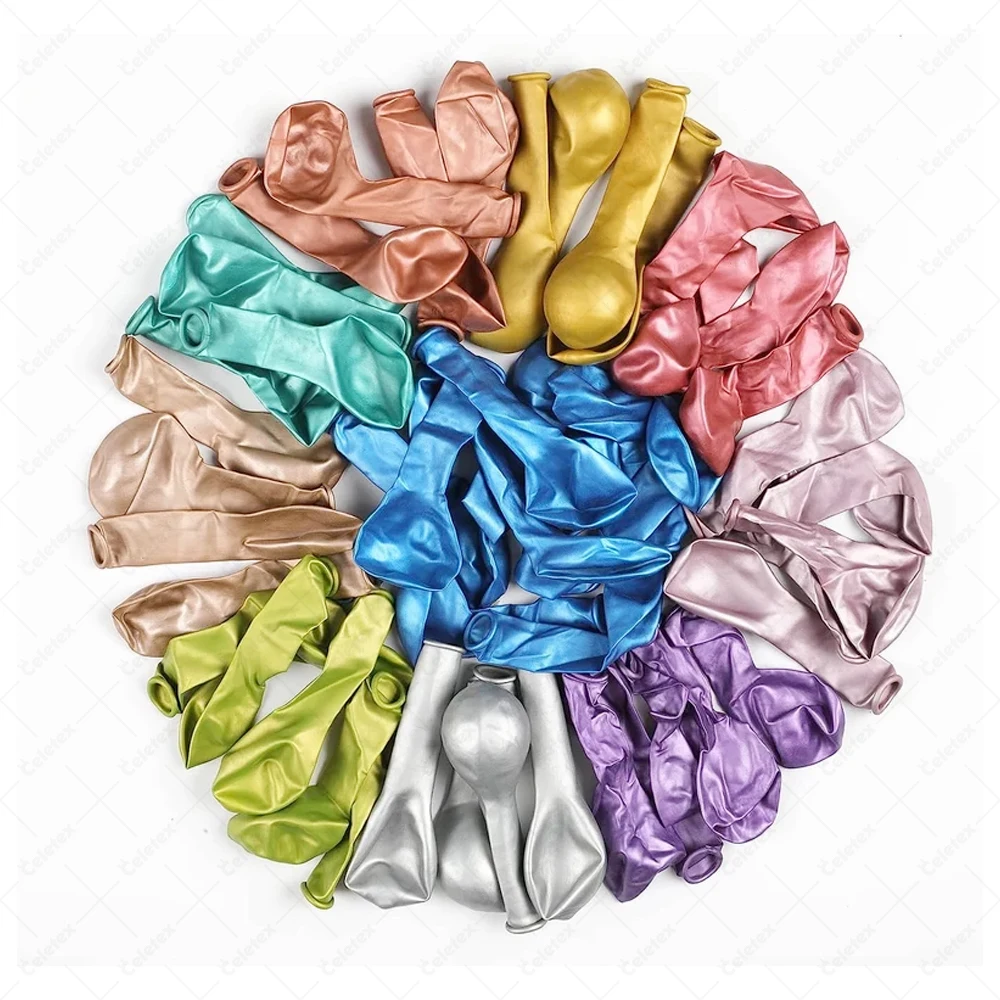 Celetex 10inch Shiny Happy Birthday Party Decoration Ballon Latex Red Pink Purple Gold Silver Metallic Balloon Latex Balloons